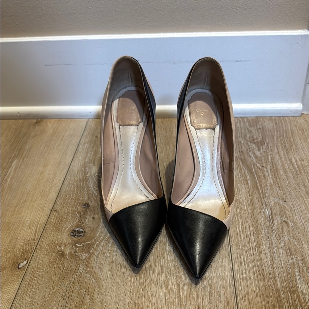 Dior Black and Cream Pointed Toe Heels